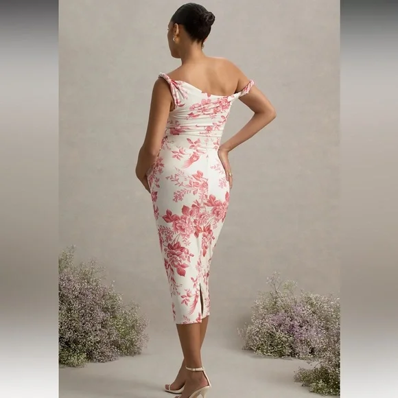 Pink Floral Off-Shoulder Maternity Dress - Picture 2 of 2